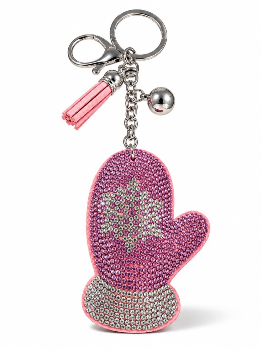 Rhinestone Snowflake Mitten Keychain Bag Backpack Charm Crystal Christmas